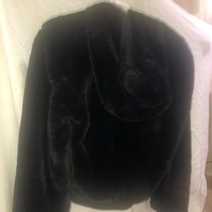 Black Faux Fur Zip Up Hoodie
